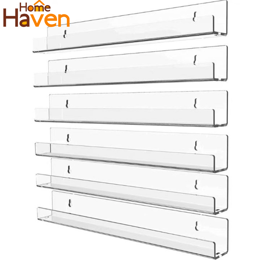 6 pcs Acrylic Clear Floating BookShelf Nail Polish Holder Book