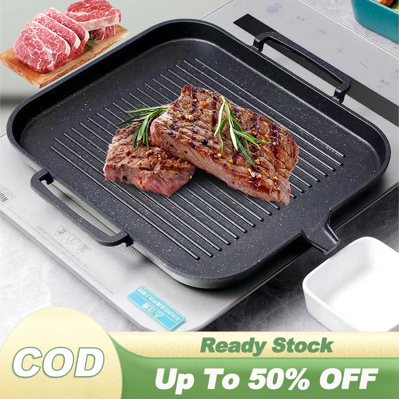 Korean BBQ Frying Pan Griddle Grill Pan Non-Stick Barbecue Pan for ...