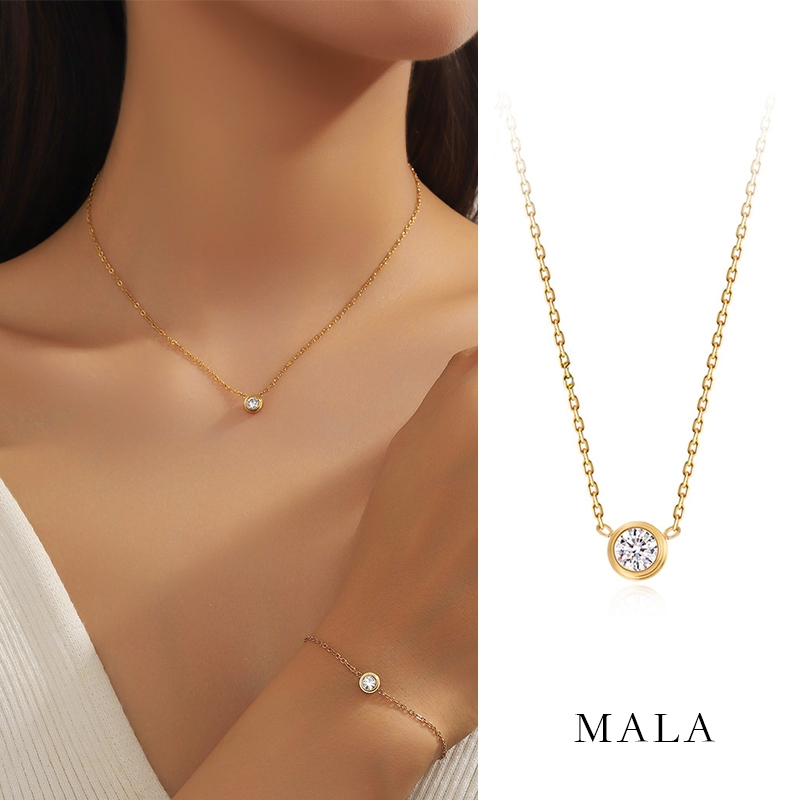 Simple Single 18k Planted Gold Titanium Steel Necklace For Women Non ...