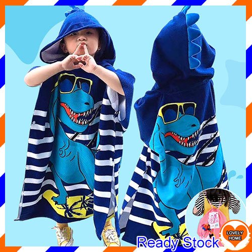 [75 x 150 cm] Kids Bathrobe Hooded Bathrobe Beach Swim Robe Bath Towel