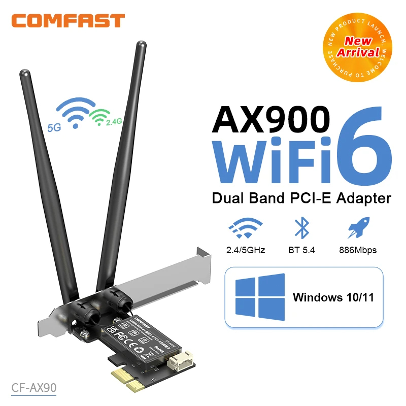 Comfast WiFi 6 AX900 Pcie Card Bluetooth5.4 Wifi Adapter 2.4/5G Wifi ...