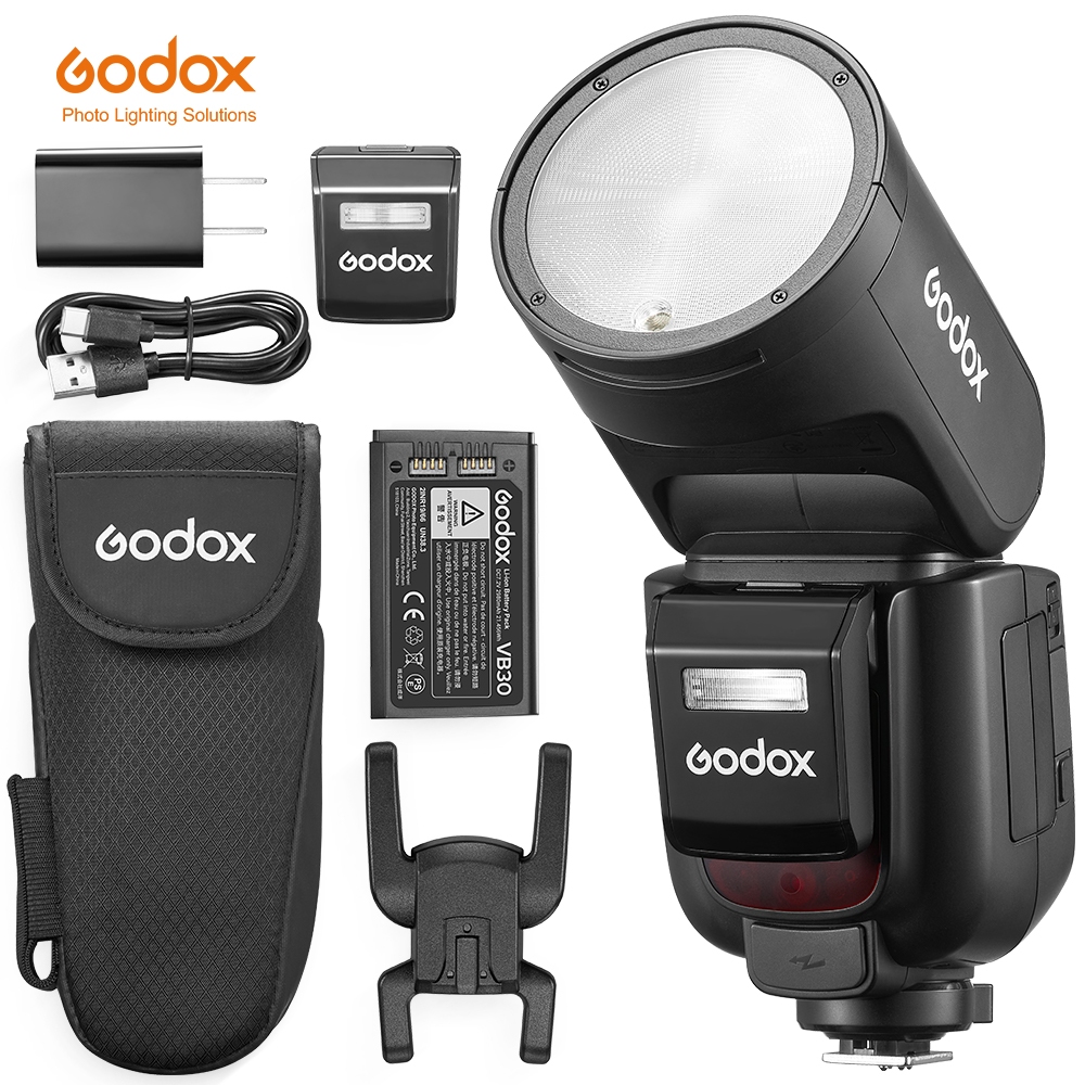 Flash Godox V1-C 2.4G TTL HSS Per Canon - Testa Rotonda, Batteria Agli