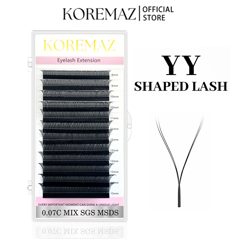 KOREMAZ 12 ROWS YY Shaped C/D/DD Mix Eyelashes Extension Set，Hand ...