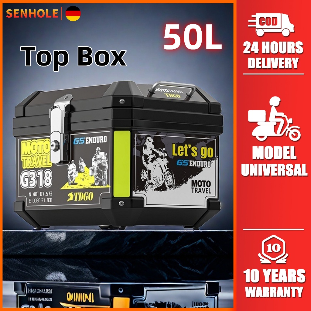 Top Box Motorcycle Box 45/50L universal backrest suitable for placing ...