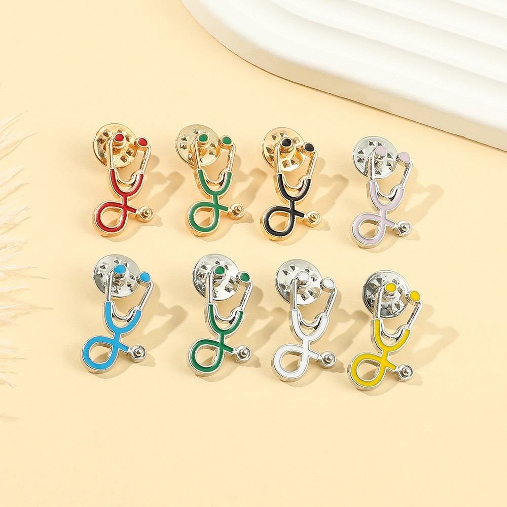 Stethoscope Brooch Medical Care Series Accessories Metal Badge Clothes ...