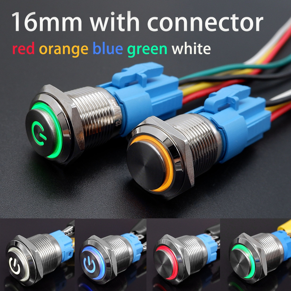 16mm Electronic Led Metal Momentary Push Button Waterproof On Off ...