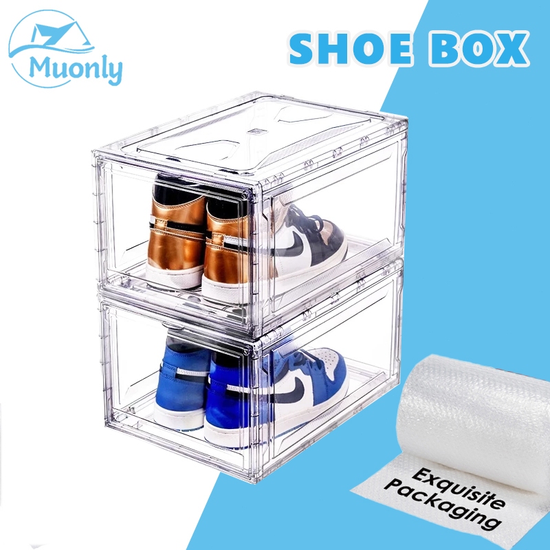 【In Stock】Acrylic Shoe Box Stackable Magnetic Shoe Box Transparent Shoe  Storage Box Shoe Rack
