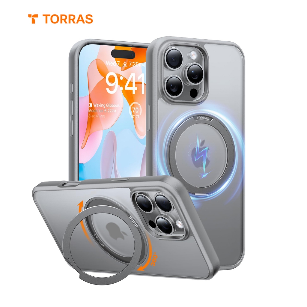 TORRAS 360° Rotatable Magnetic Ring for iPhone 16 Pro Max Case for ...