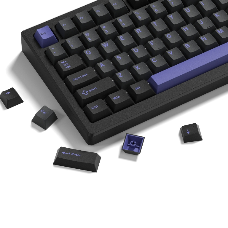 WOMIER 130 Keys Black Purple Double Shot PBT Keycaps Custom Cherry