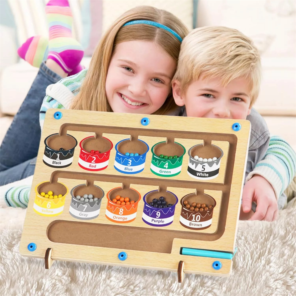 Magnetic Color and Number Maze Wooden Magnet Board Puzzle Counting ...