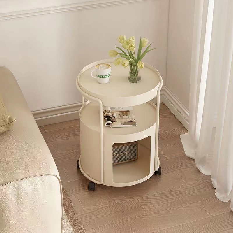 Bedroom Cream Style Removable Side Table Small Round Table Storage
