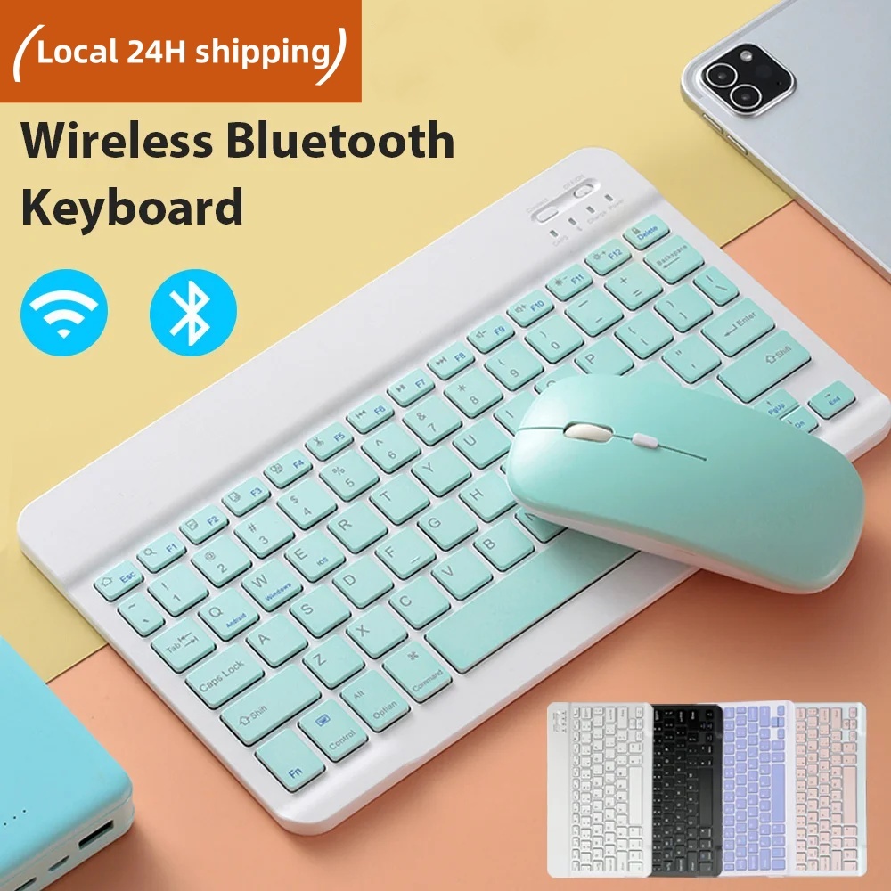 【Local shipment】10 inch Wireless Keyboard and Mouse 10 inch Macaron