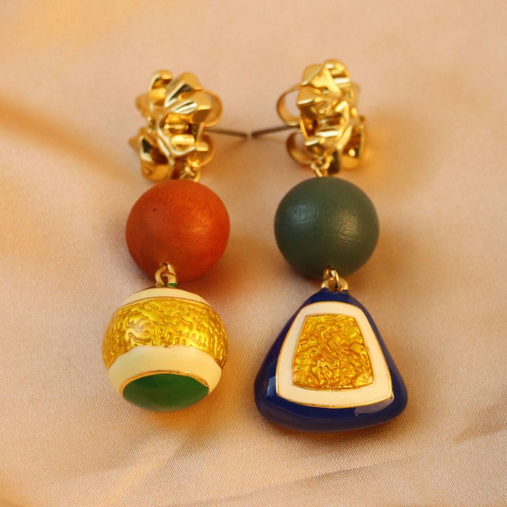 Medieval Jewelry Copper Plated Real Gold Round Wooden Beads