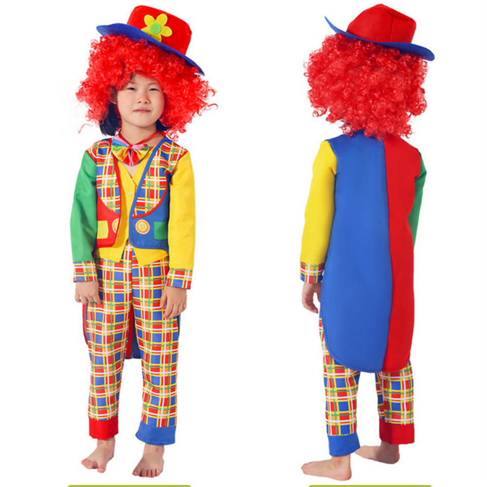 Kids Clown Cosplay Costumes Wig Boy Girls Halloween Role Play Costume — free download