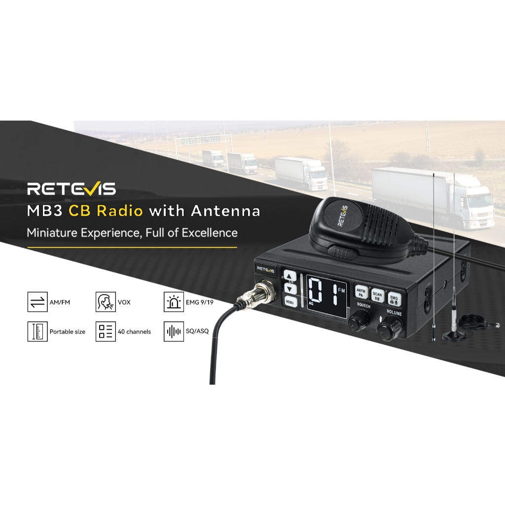 Retevis MB63 CB Radio FM/BM EMG One-Button Switch Emergency Radio VOX ...