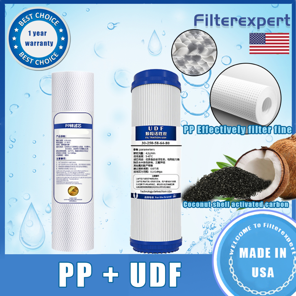 2 in 1 Replacement Water Filter Complete Set 10 inches Sediment Carbon ...