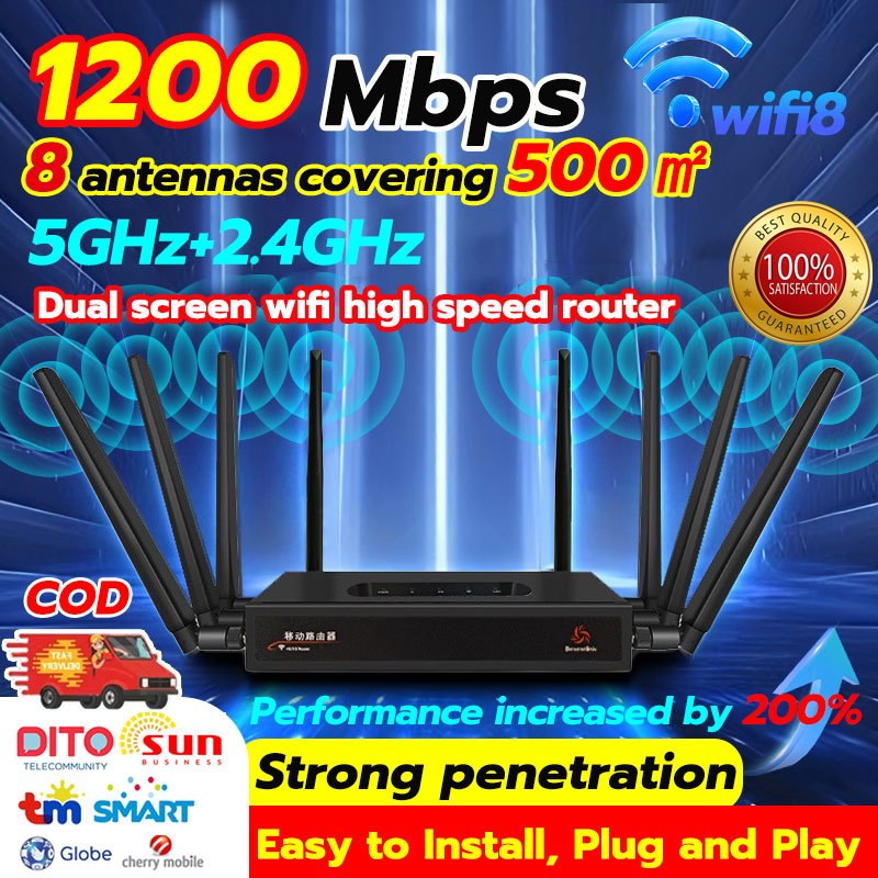 Wireless Router 1200 Mbps WiFi Router Large area expansion New 8 ...