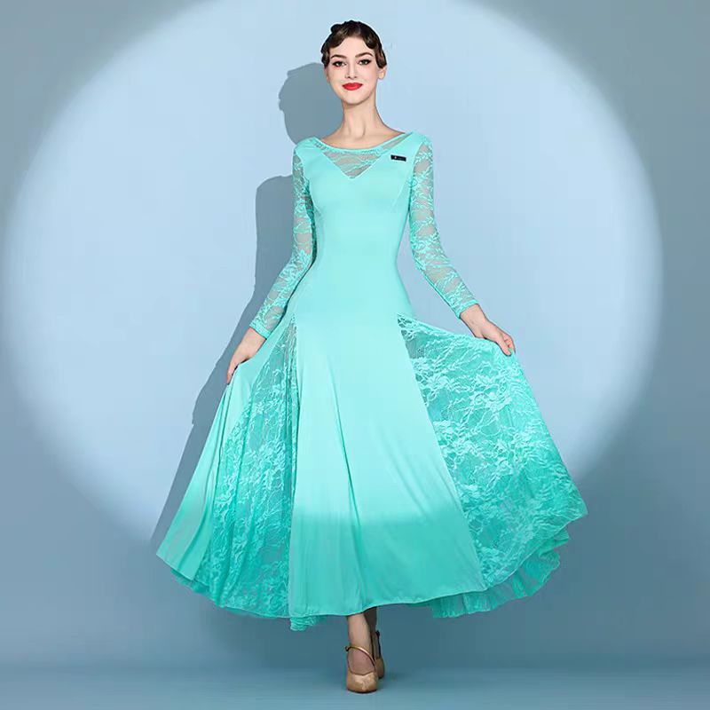 Handmade Latin Ballroom Dance Dress – Modern Salsa Waltz Standard Long Dress #F037 (5 Colors Available)