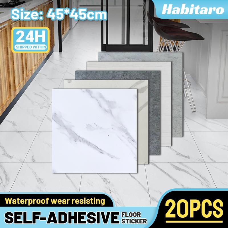 20PCS Marble Tile Sticker Vinyl Tile Floor Sticker Self-Adhesive PVC ...