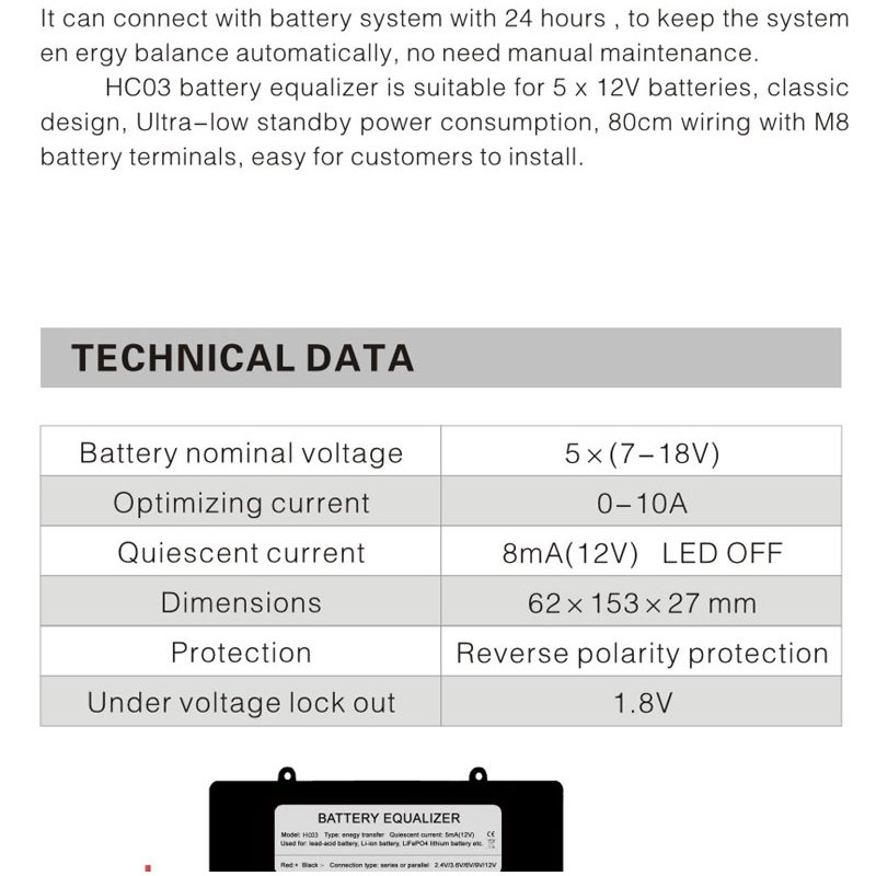 ANGUI HC03 Battery Equalizer with Touch Switch 5X 12V Batteries 10A ...