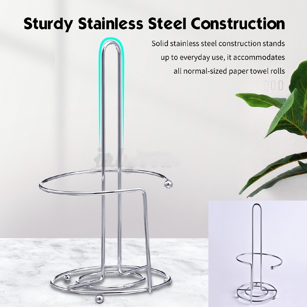 Stainless Steel Kitchen Roll Paper Towel Holder Stand Rack Storage ...
