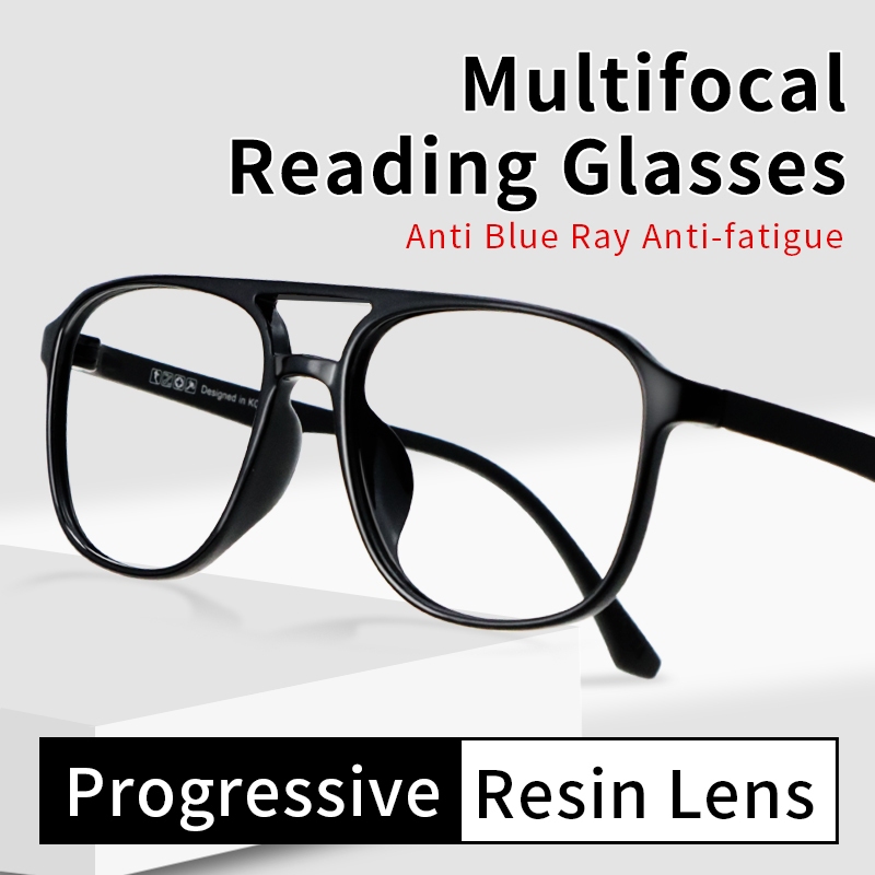 Progressive Multifocus Blue Light Aviator Reading Glasses for men Women  TR90 Frame Computer Glasses Presbyopia Eyeglasses