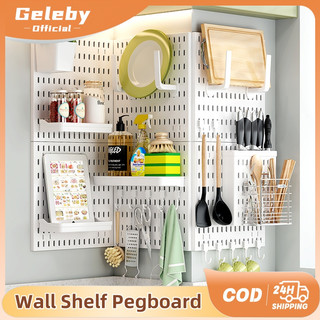Geleby Pegboard Wall Wall Shelf Pegboard Home Decor Organizer No ...