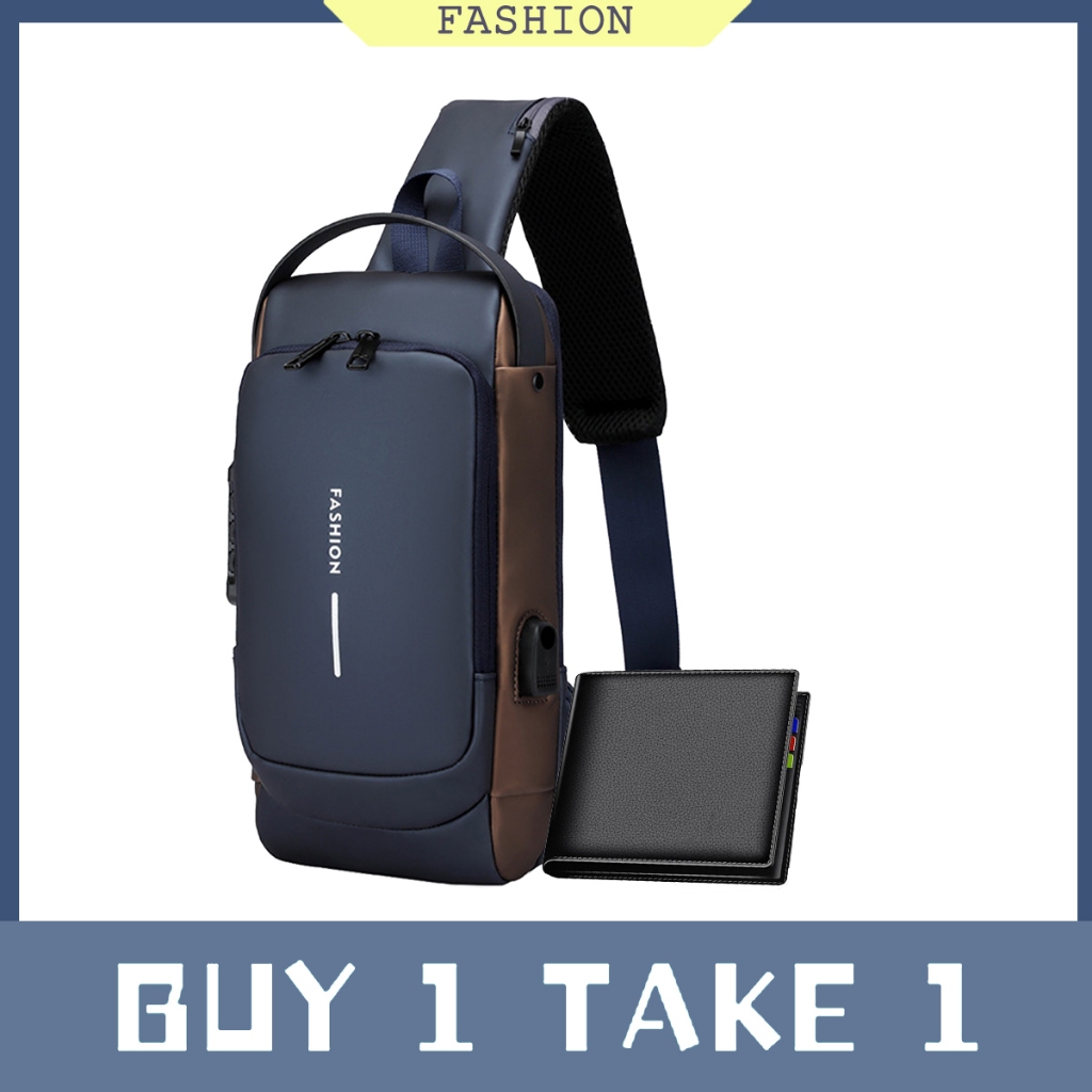 Oxford Letter Front Password Lock Anti-theft Design Chest Bag main image 1