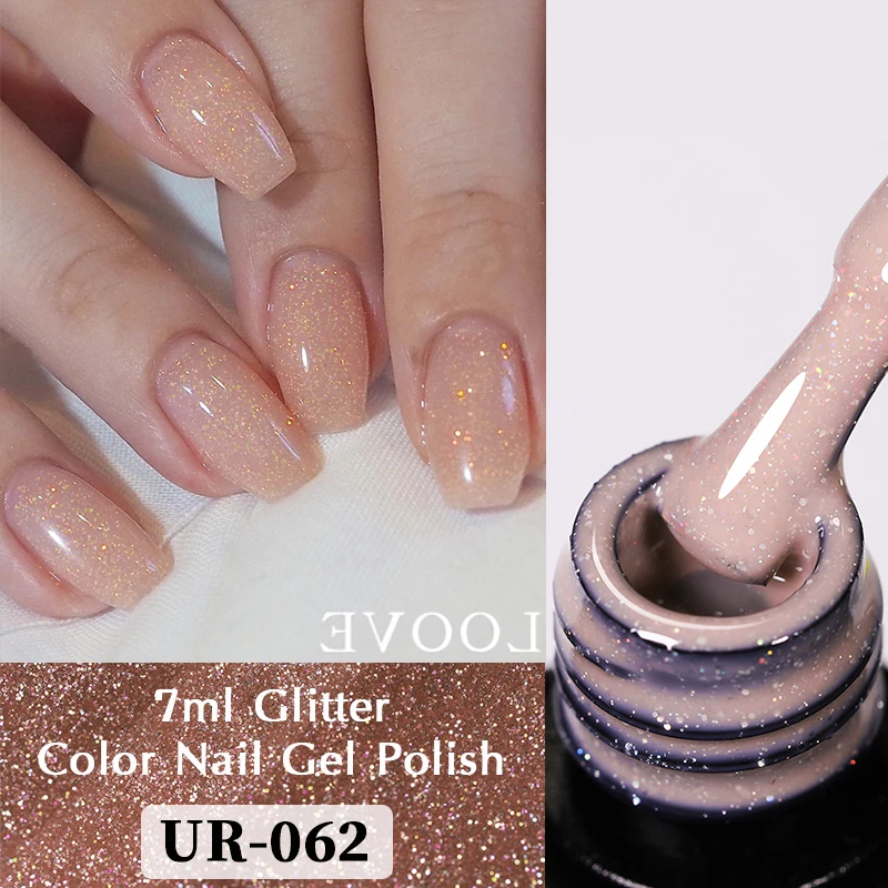 UR SUGAR Cherry Pink Powder Shiny Color Gel Nail Polish Sparking ...