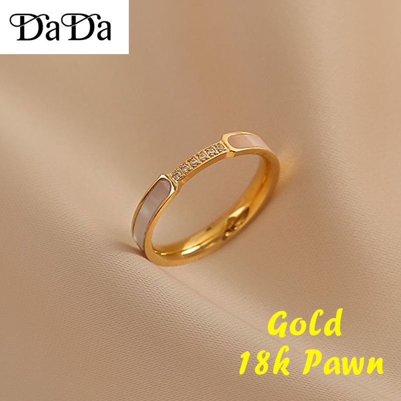 Ring for woman 18k Saudi Gold pawnable legit Opal Micro Set Shell White  Mother of Pearl Zircon Engagement Ring for Girlfriend Gift - Main Image