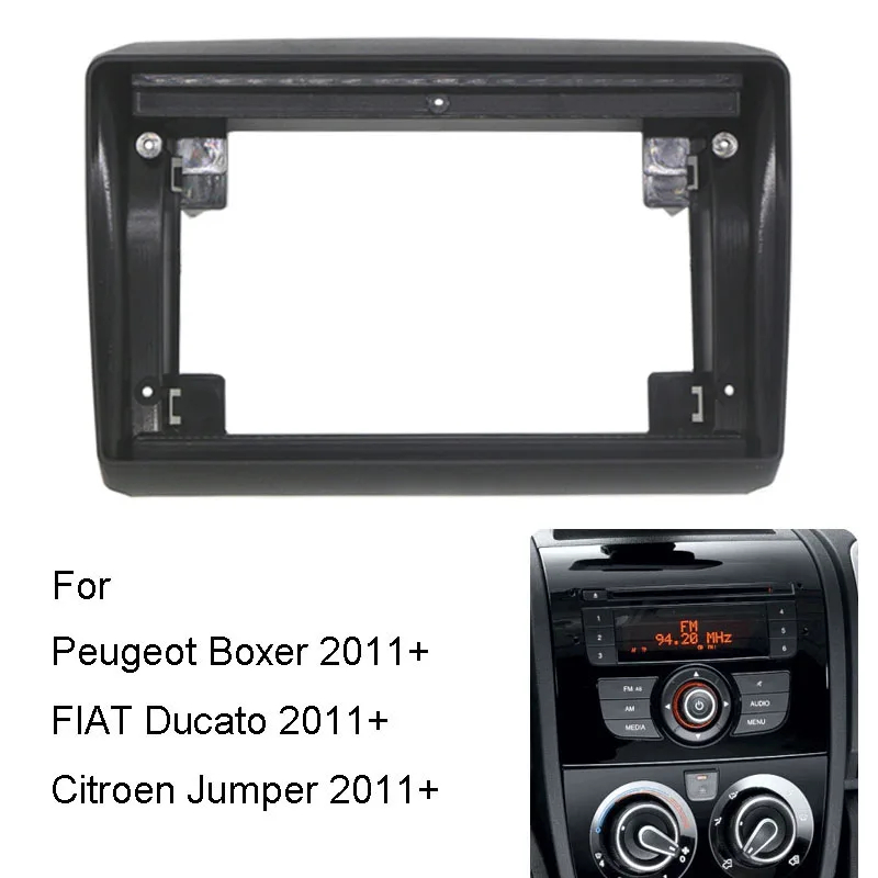 Radio Fascia Frame Trim For Ford Focus MK3 2011-2019 - 9 Inch 2DIN Dashboard Panel Kit, ABS Black (Frame Only)
