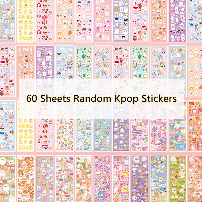 20/40/60/100 Sheets Kawaii Random Cartoon Glitter Stickers Student ...