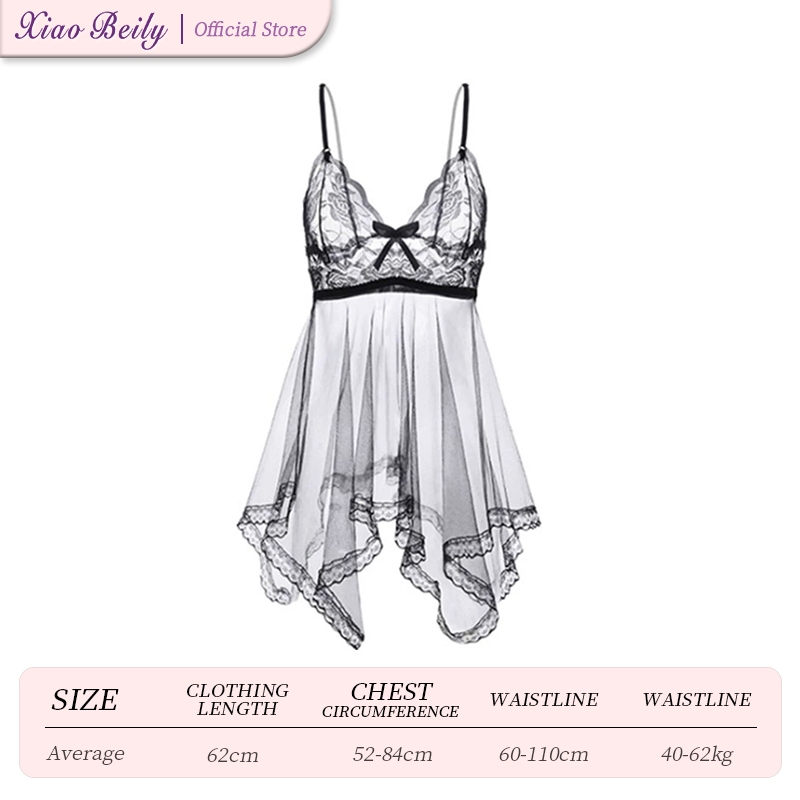 XiaoBeily Front Buttons Sexy Lingerie Set Lace Dress Nightdress ...