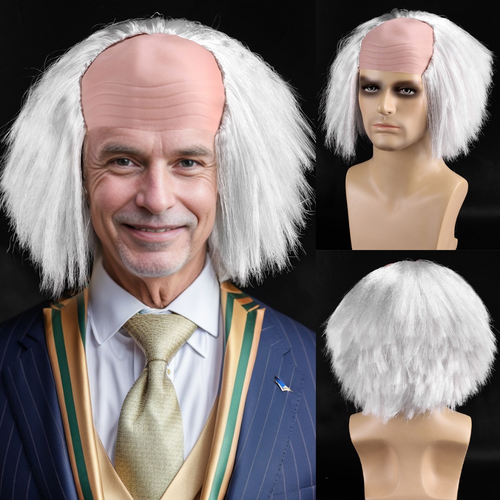 Mens Old Man Wig White Hair Wigs Male Halloween Costume main image 0