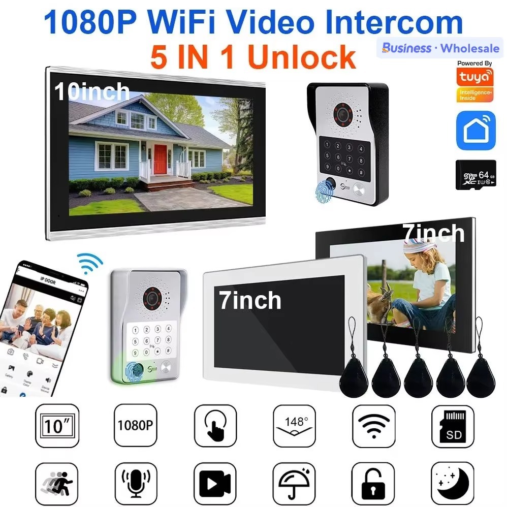 ANJIELO 1080P Video Intercom System – 148° Wide Angle, Fingerprint ...