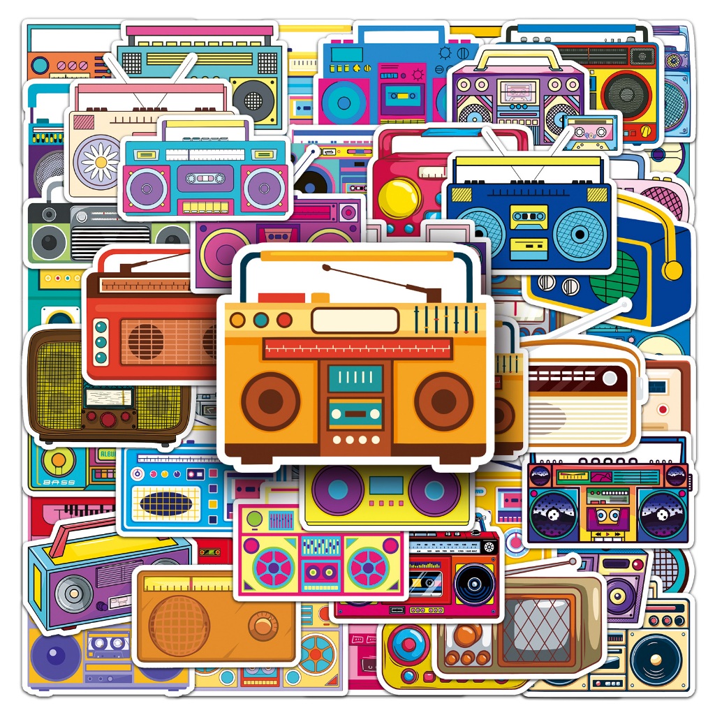 50 Piece Funny Cartoon radio Stickers Waterproof DIY For Phones Laptop ...