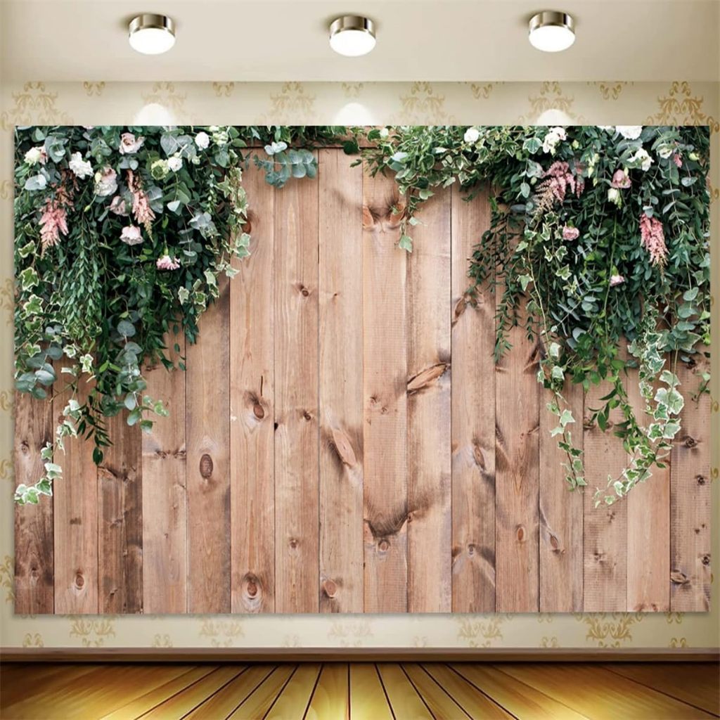 7x5ft Greenery Wood Backdrop Brown Wooden Board Photography Background
