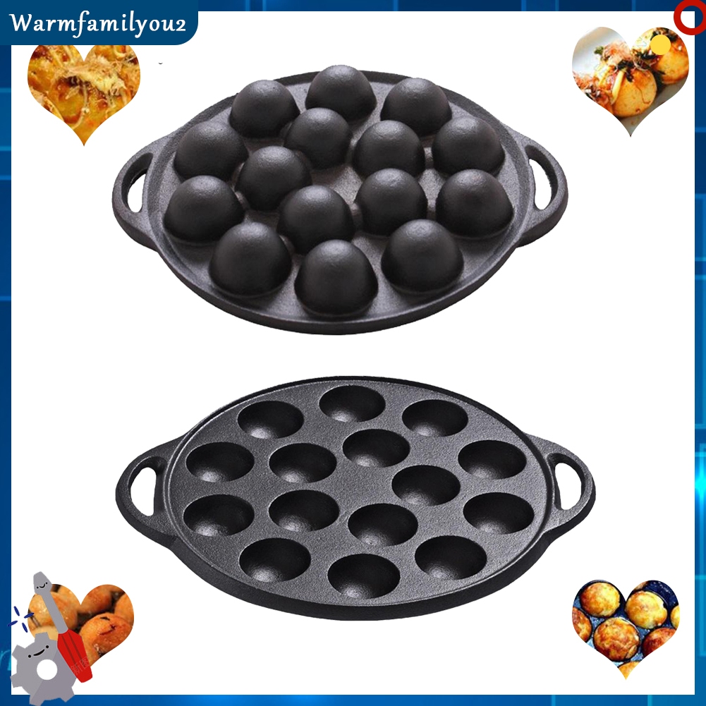 Cast Iron Octopuses Meat Balls Mold 15 Holes Nonstick Home Cooking