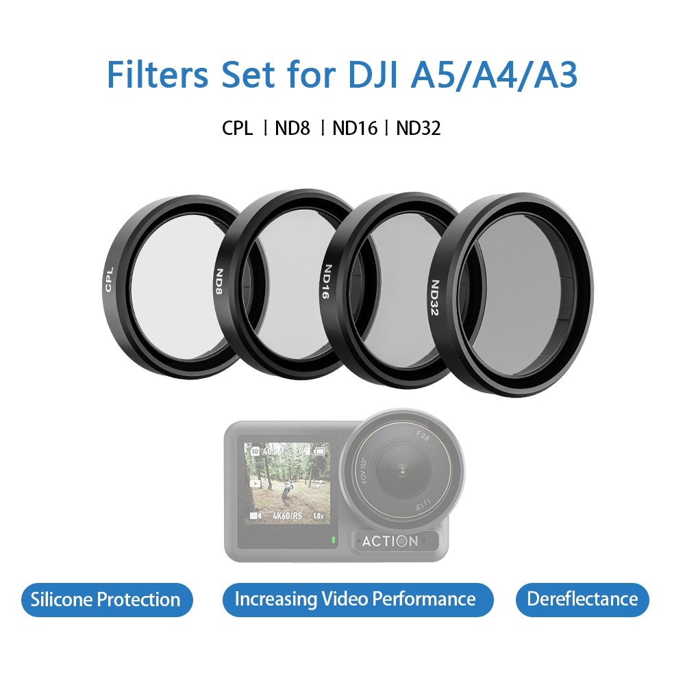 K&F Concept PL & ND  ND8/ND16/ND32  Filterset 4-Delig Push-In Fit Voor Dji Osmo Action 3 4 5 Pro