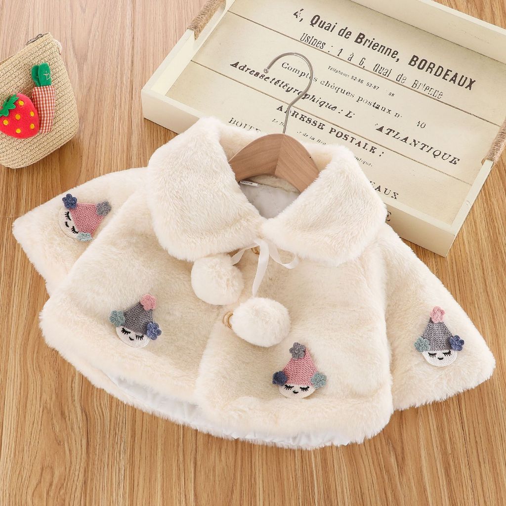 New Autumn and Winter Fur Jacket for Baby Girls, with A Collar and  Children's Warm and Thick Jacket for Newborns Aged 0-2 Years Old