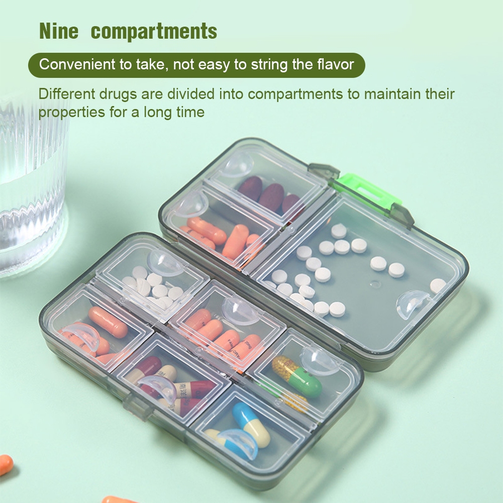 9Grid Independent Pill Organizer Folding Moisture Multicolored Pill ...
