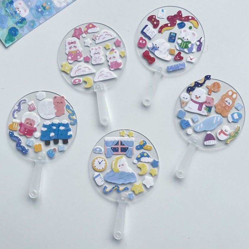 50pcs Cute Stickers 5cm Mini Goo Card Fan DIY Transparent Gudetama Gift ...