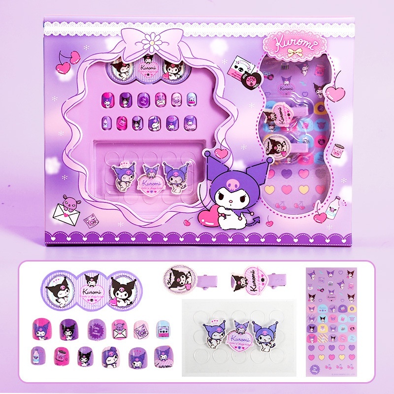 Kuromi nail sticker goo card DIY cream guke luxury girls full set box ...