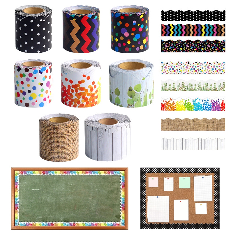 1 Roll Border Stickers Colorful Waterproof Billboard Classroom ...