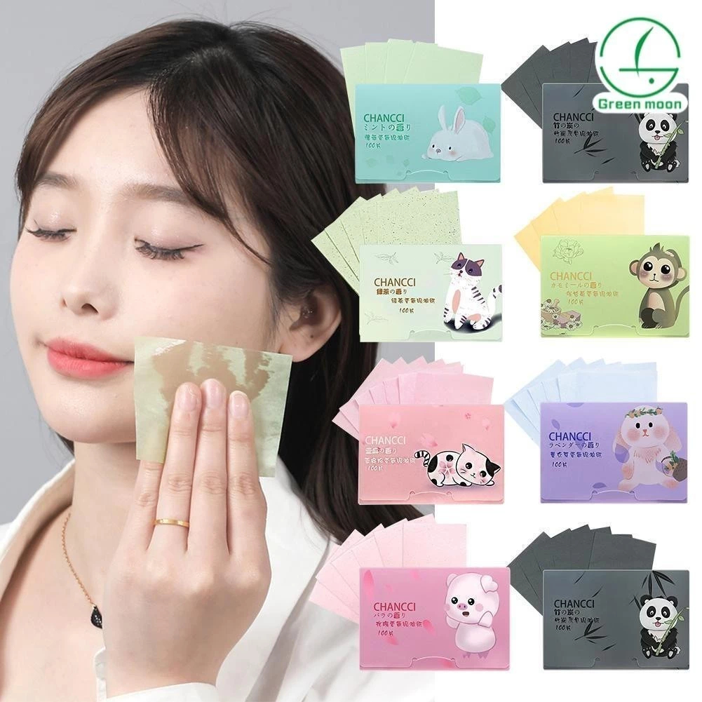 100pcs Oil Paper For Face Oil Control Film Paper Powder Natural Green ...
