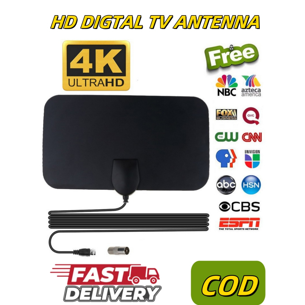 4K TV Antenna HDTV Flat HD Digital Indoor Amplified 50/80 Miles 1080P ...