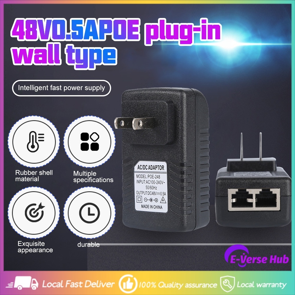 Power Supply Ethernet POE Injector Adapter AC 110V-240V to DC 24V 48V 0 ...