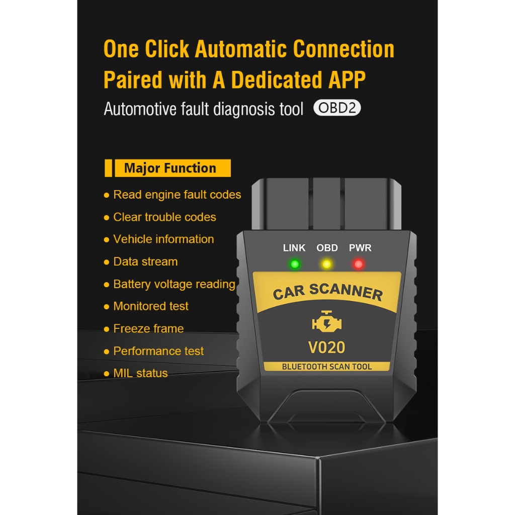 V020 Bluetooth 4.0 Read Car Scanner For IOS/Android elm327 Read Engine ...