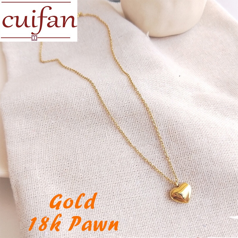18k gold chain original Love Heart Necklace Female Korean Version Solid  Pendant Titanium Steel Clavicle Chain Simple