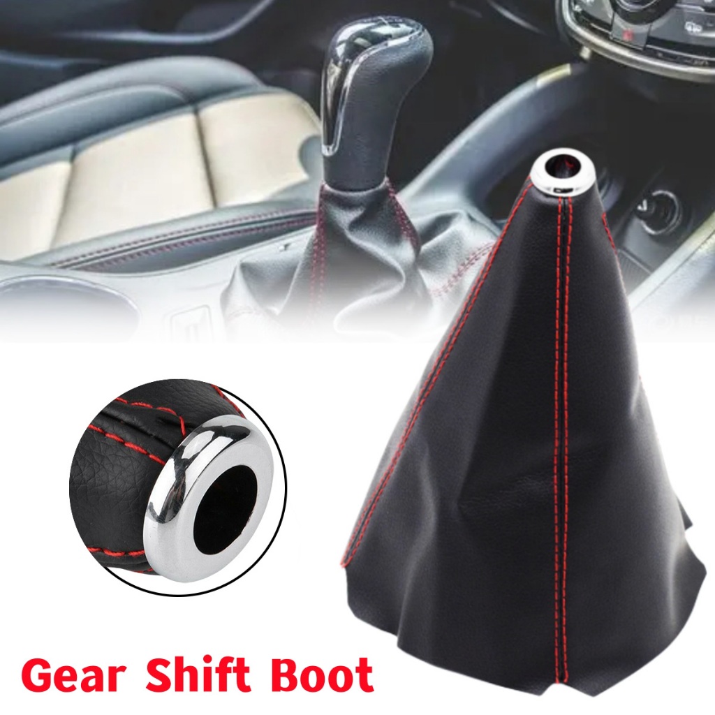 16mm Upgraded Leather Universal Car Gear Shift Knob Boot Cover Collars ...